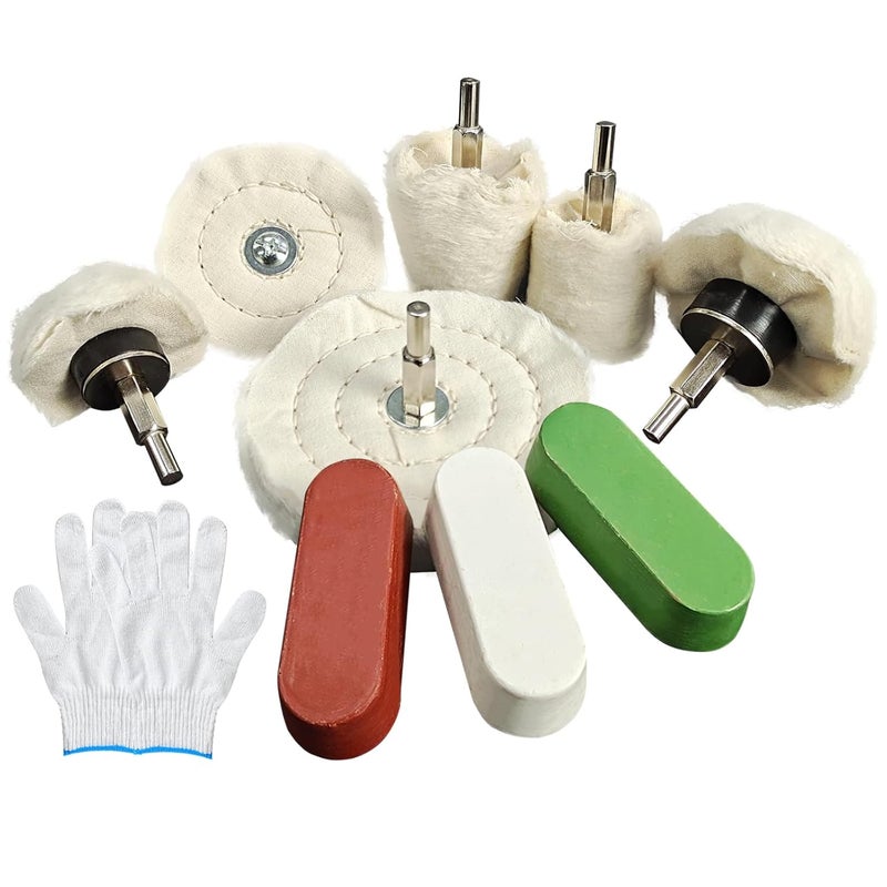 neeki 6 Drill Buffing Wheels and 3 Polishing Compounds, Multi-Specification Wheel Kit for Metal, Stainless Steel, Jewelry, Wood, Ceramic, Glass, and Other Surfaces - Image 1